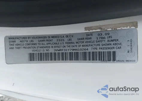 2009 Volkswagen New Beetle 2.5L из США, поврежденный, VIN 3VWRF31Y79M410264